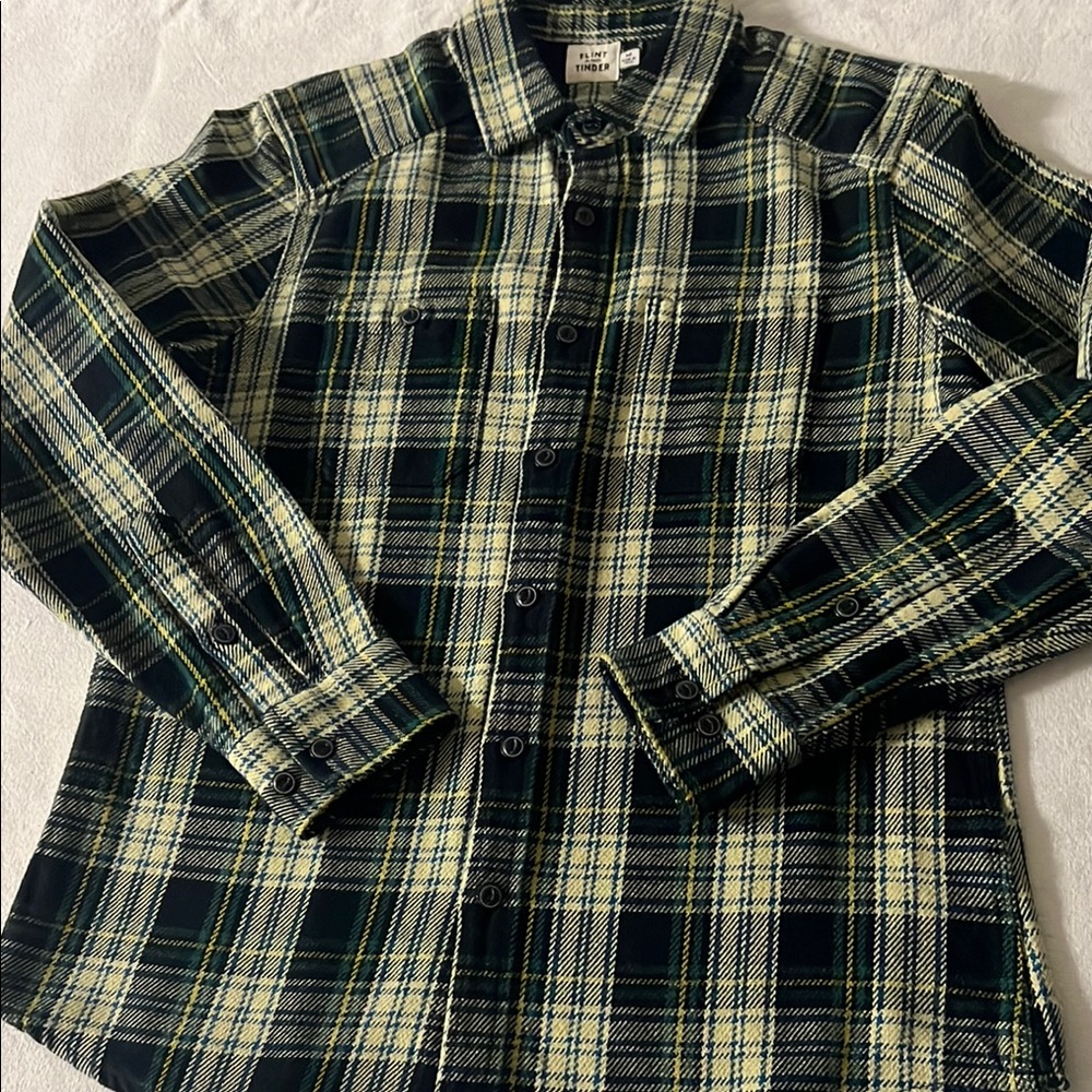 Huckberry Green and Blue Casual Button Down Shirt
